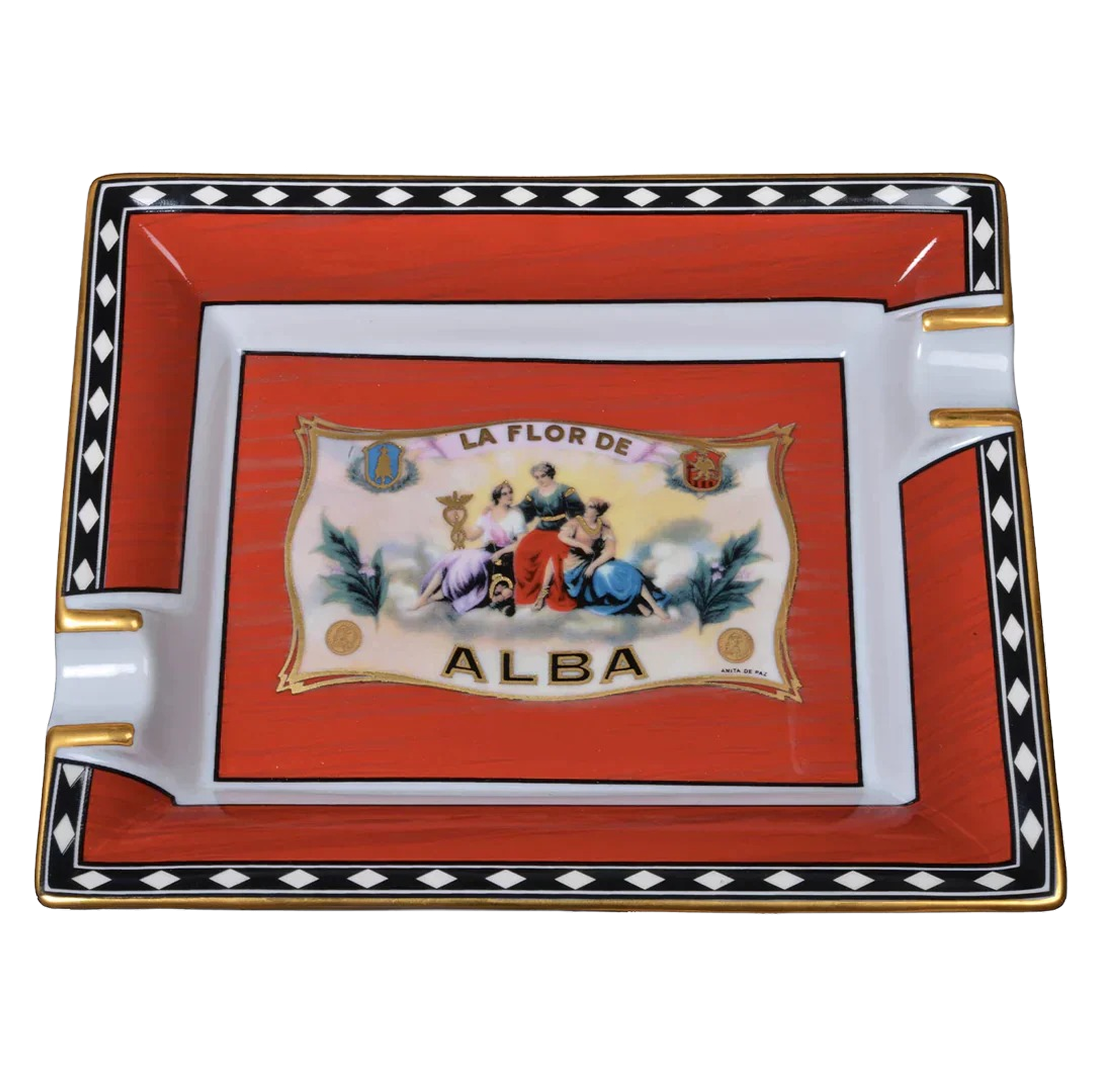 Elie Bleu Flor de Alba Ashtray- Red